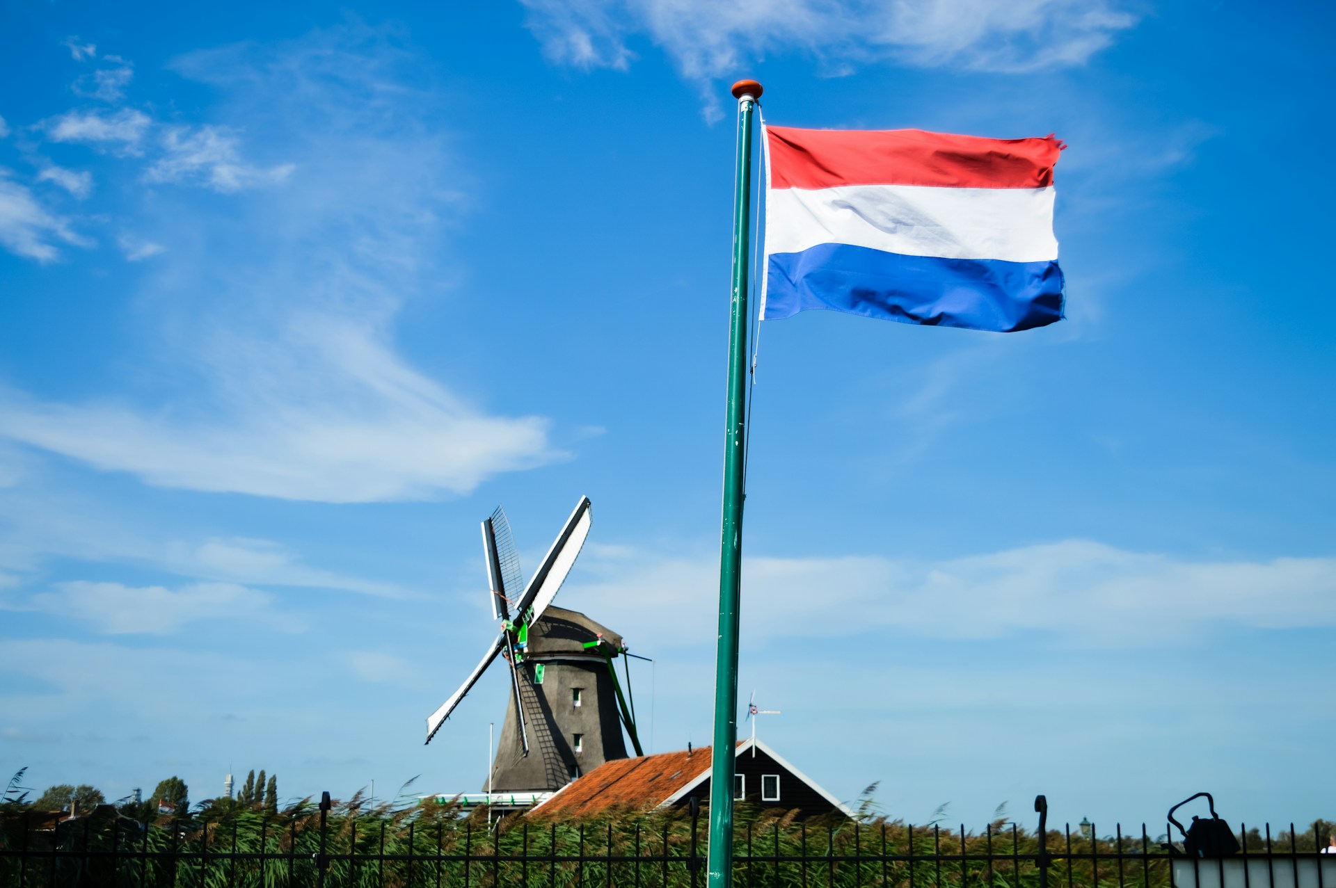 A windmill and Dutch flag