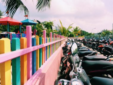 colorful fence and motocycles in Male, Maldives