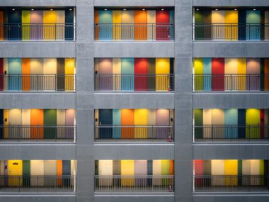 colorful building doors in Tokyo