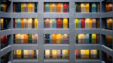 colorful building doors in Tokyo