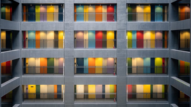colorful building doors in Tokyo