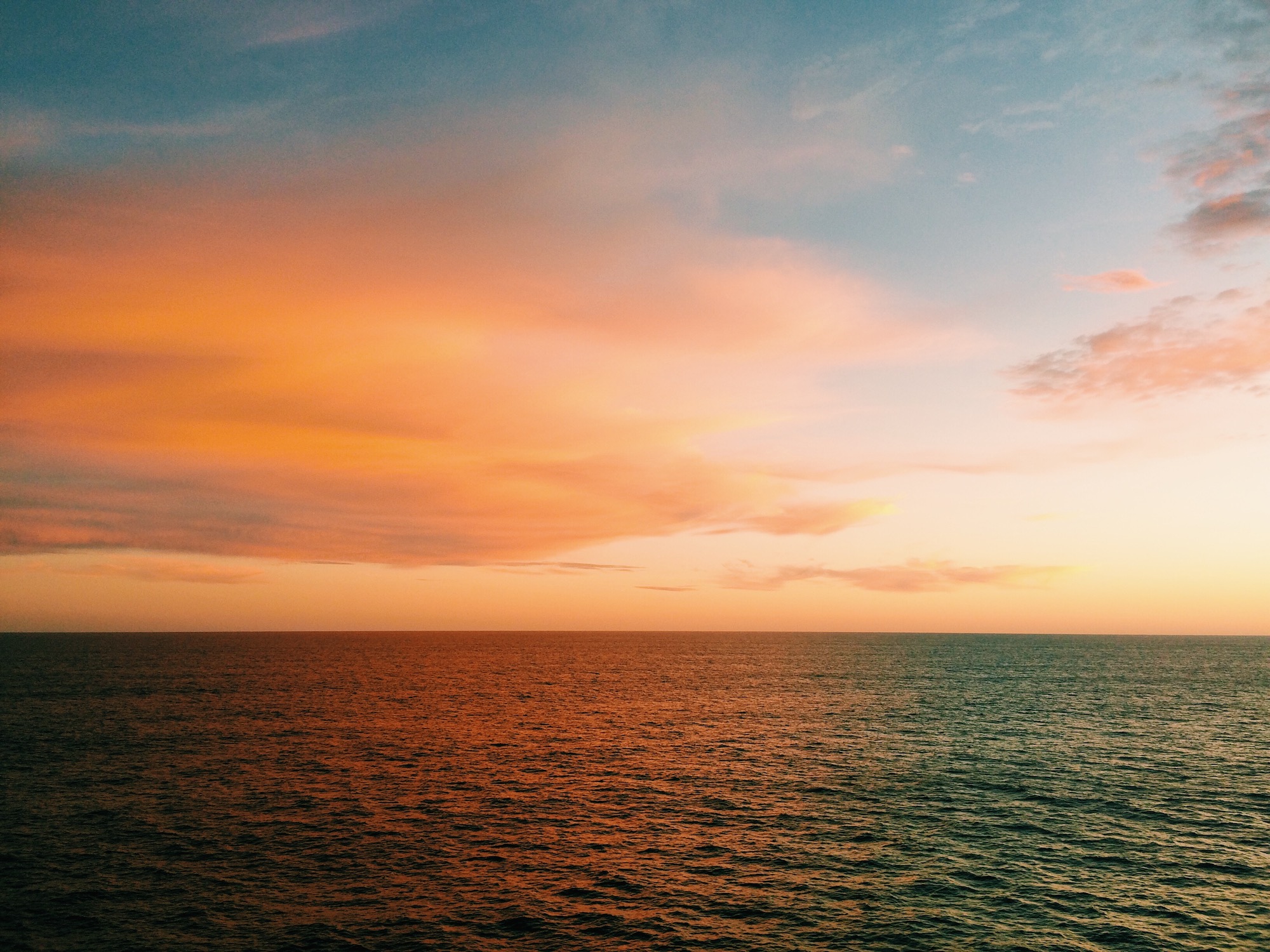 Orange sunset at sea