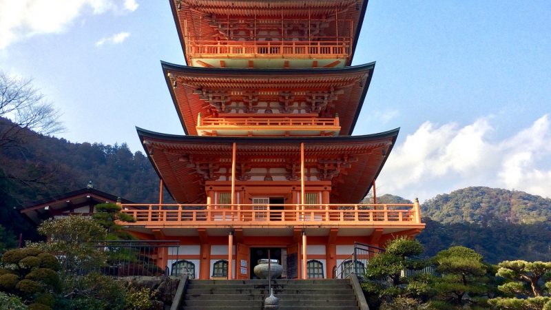Seiganto-ji Pagoda along Kumano Kodo near Nachi Falls