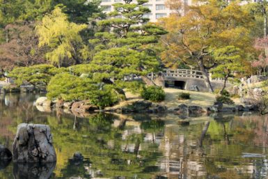 Greenery and Japanese garden in Tsuruma Park, Nagoya