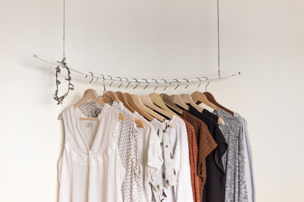 Womens tops hanging on rack