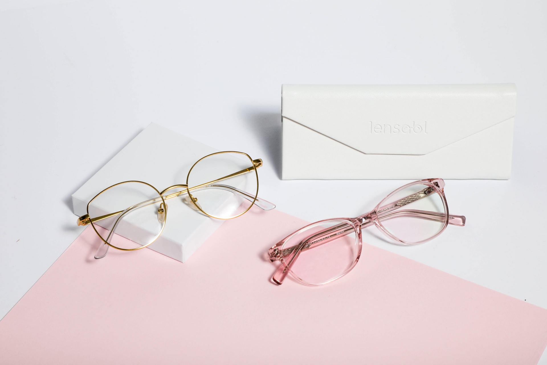 pink and gold glasses frames