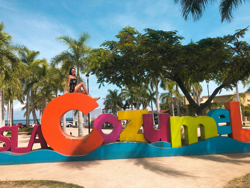 Isla Cozumel sign in downtown Cozumel, a day trip from Playa del Carmen