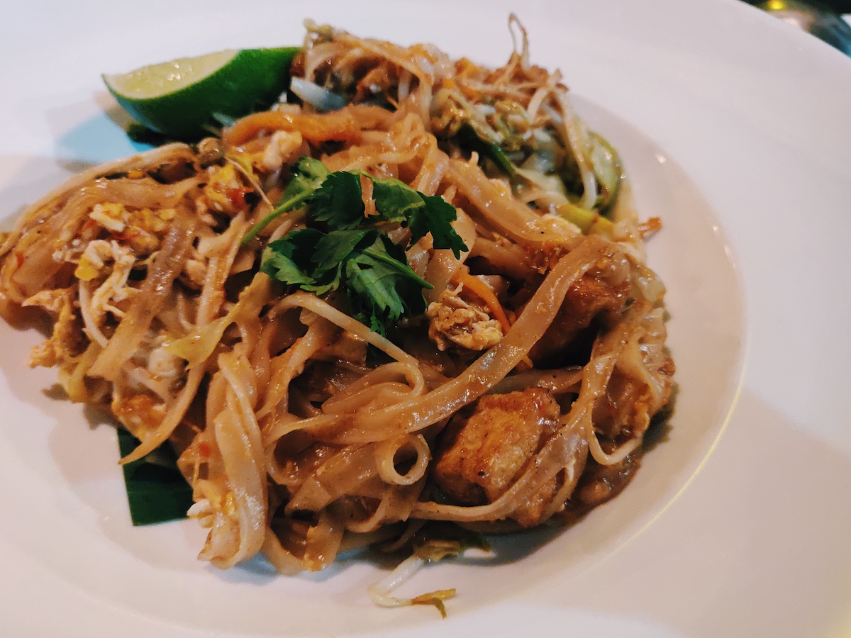Pad thai noodles from Po Thai, and asian restaurant in Playa del Carmen