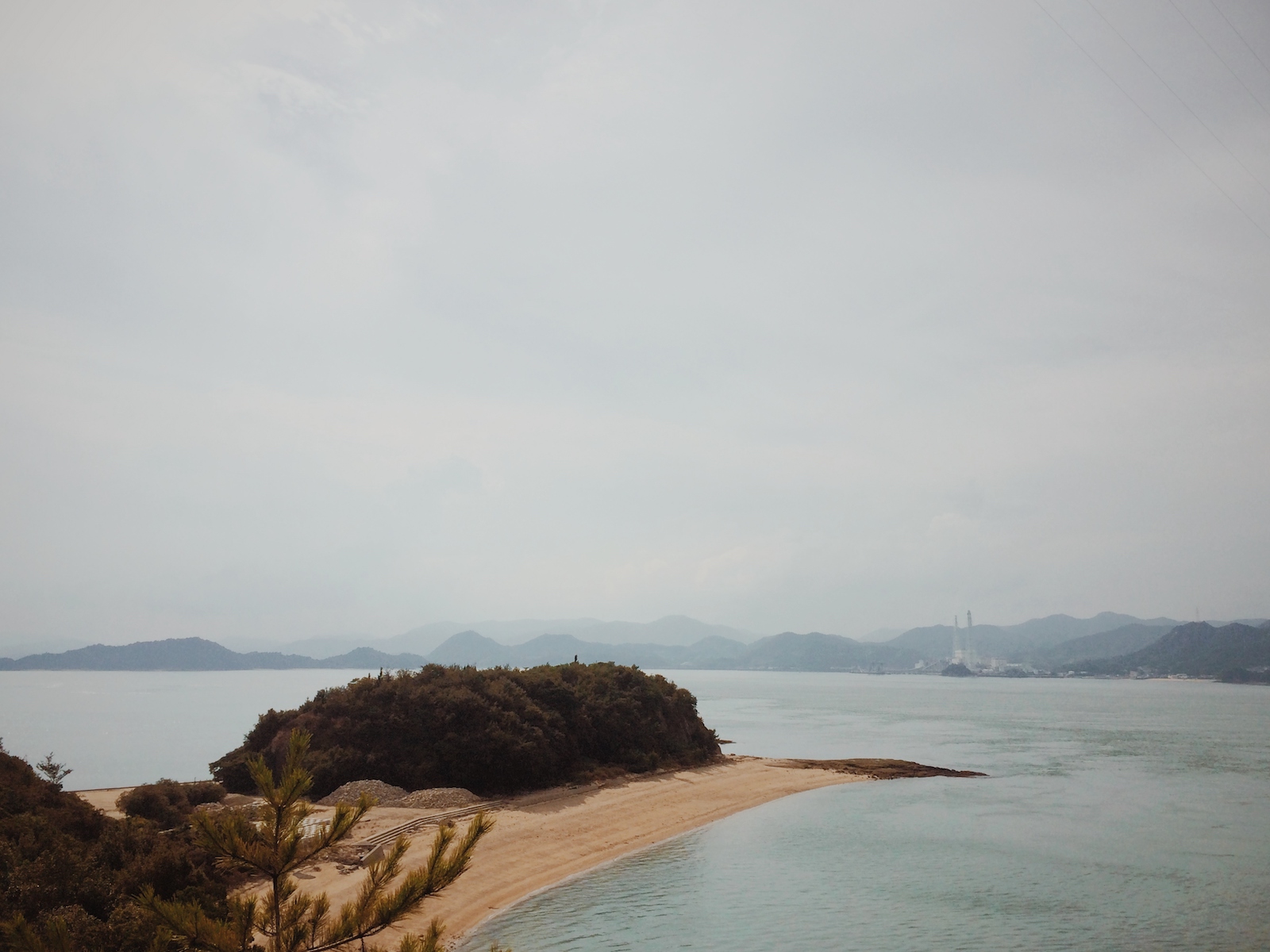 The beach view from a hike on Okunoshima Rabbit Island, Japan