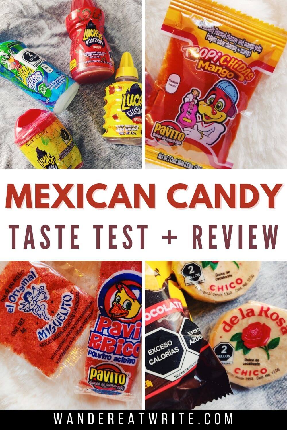 Mexican candy taste test and review pin image of mexican candies