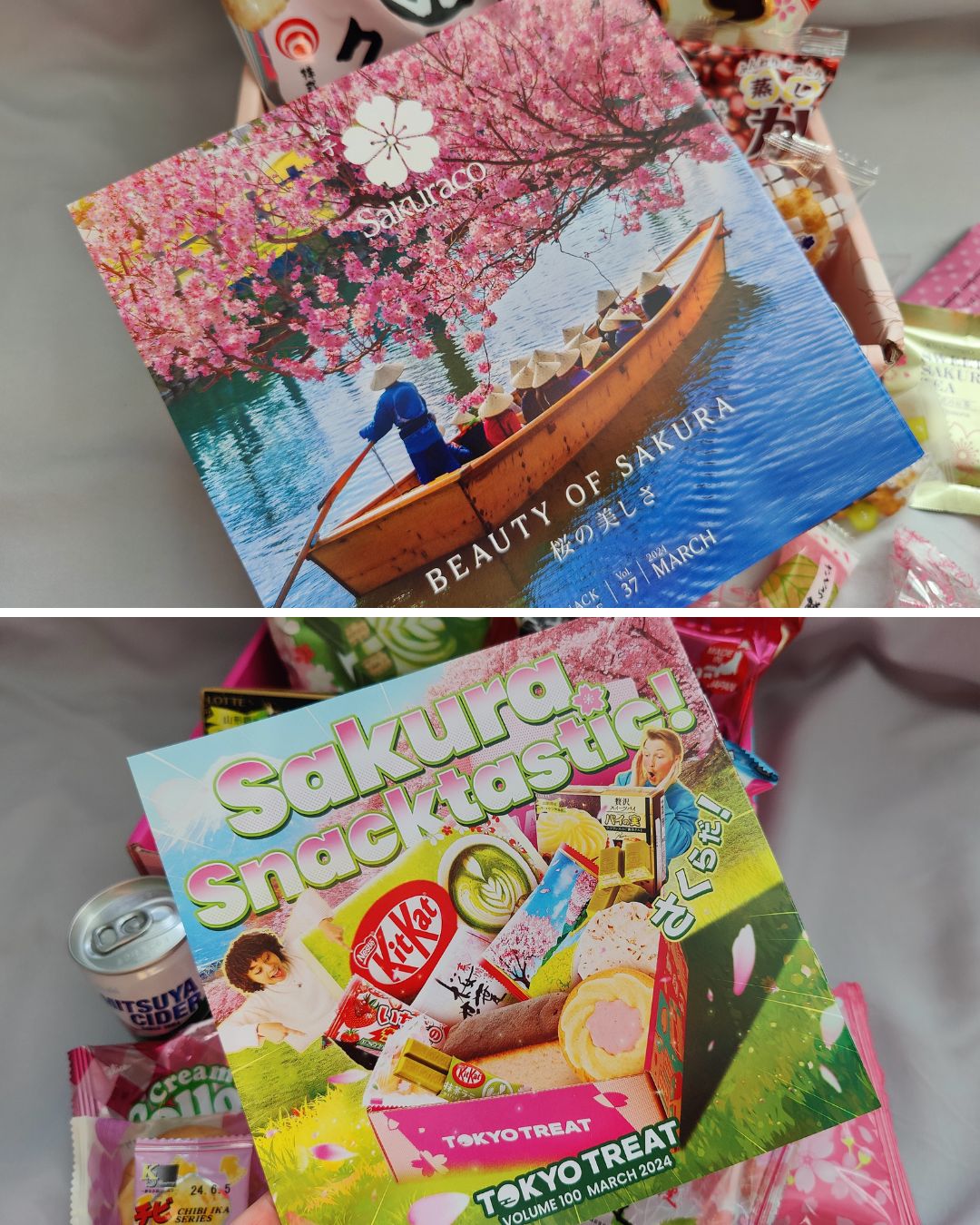 A collage photo showing the culture guides from Sakuraco on the top and Tokyo Treat on the bottom