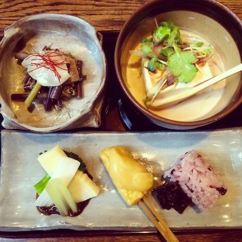 Three dishes of Japanese food