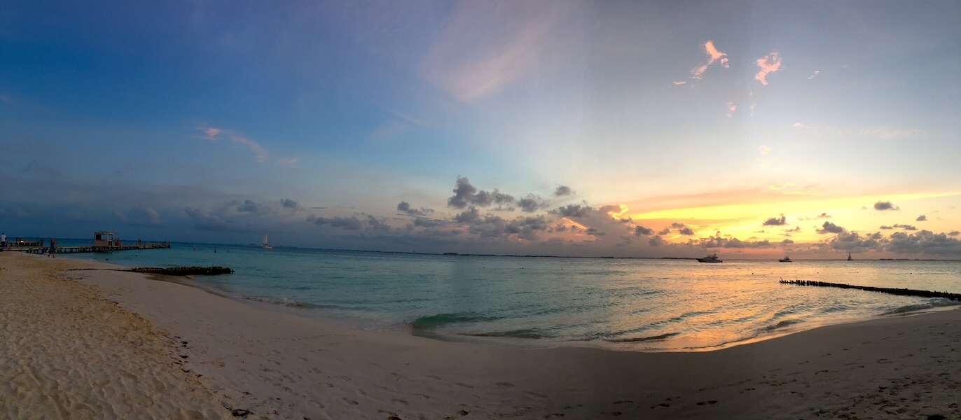 panoramic of playa norte beach at isla mujeres mexico