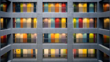 colorful building doors in Tokyo