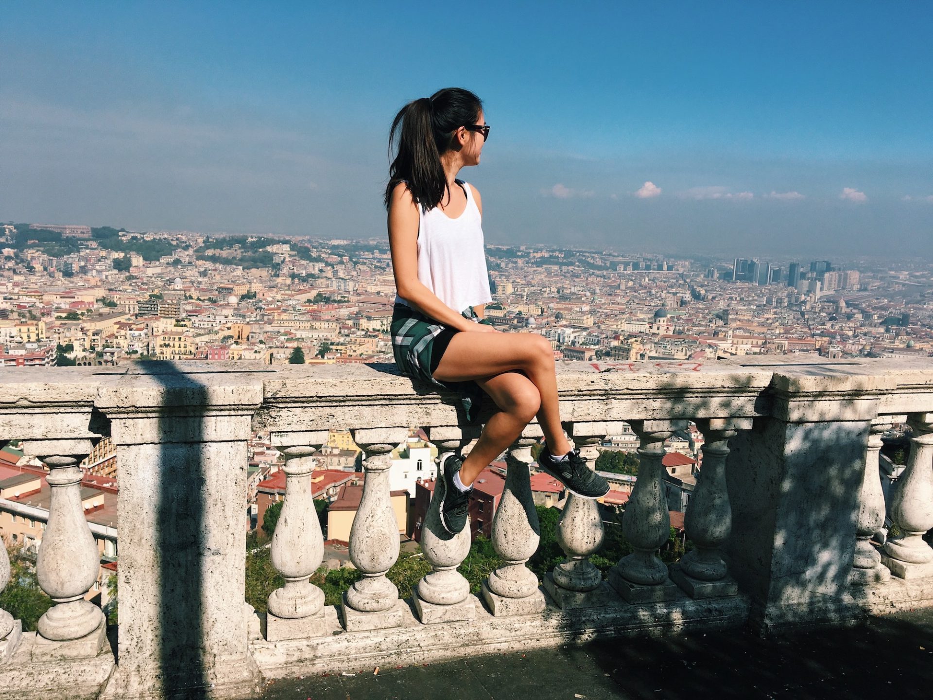 admiring the view in Naples