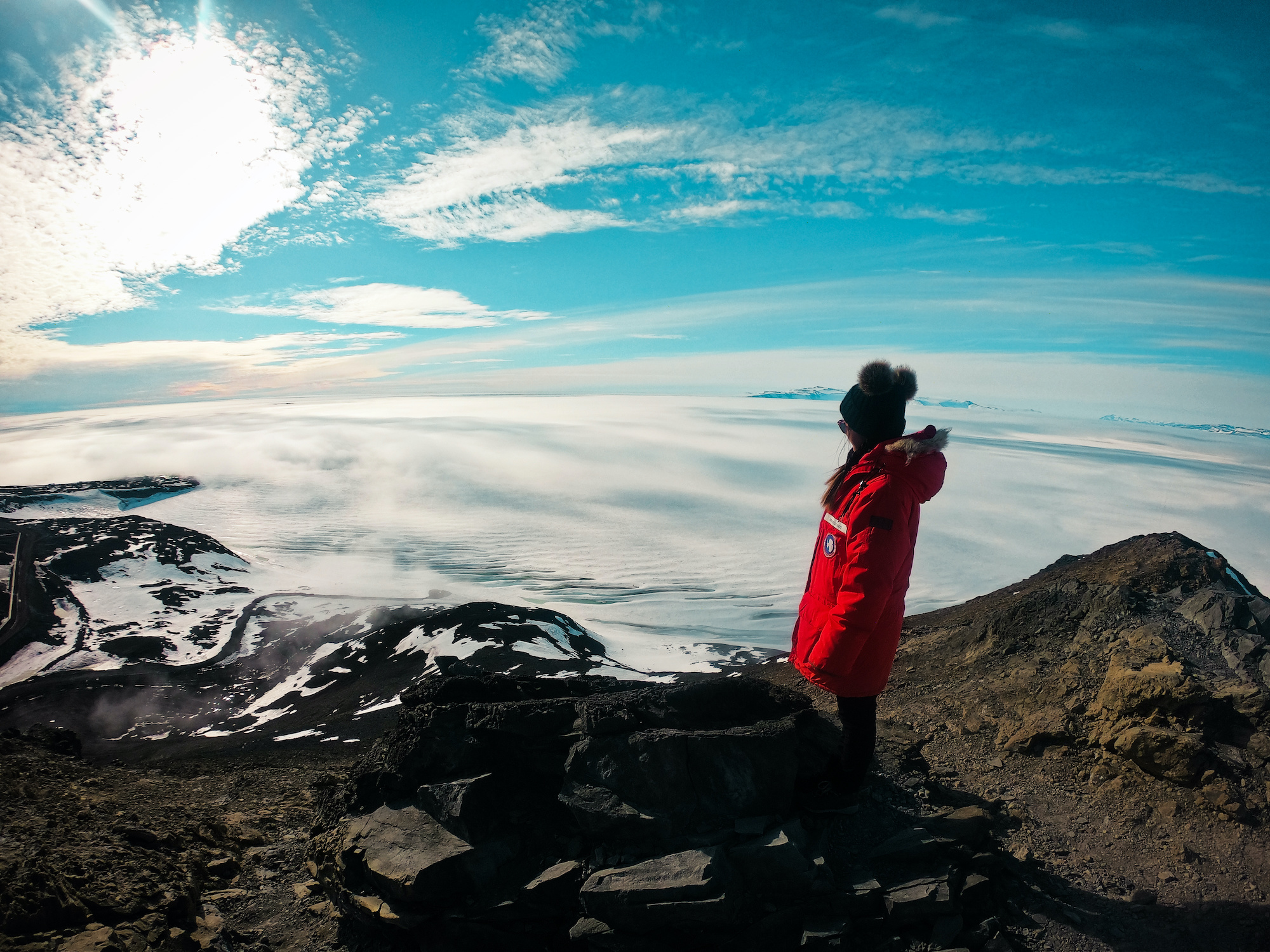 The view on top of Observation Hill at McMurdo Station, Antarctica
