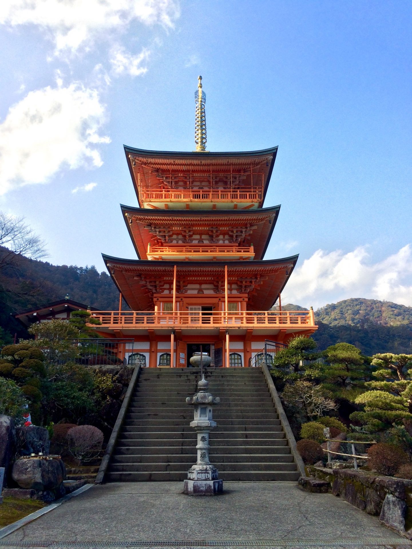 Seiganto-ji Pagoda along Kumano Kodo near Nachi Falls