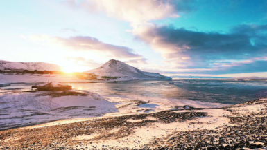 Scott's Discovery Hut and Observation Hill at McMurdo Station, Antarctica
