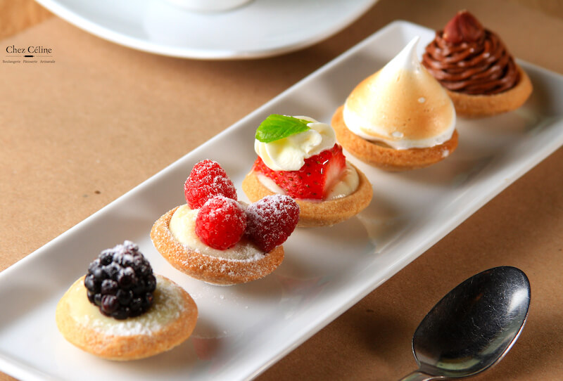 Mini tarts with fruit on top from Chez Celine in Playa del Carmen