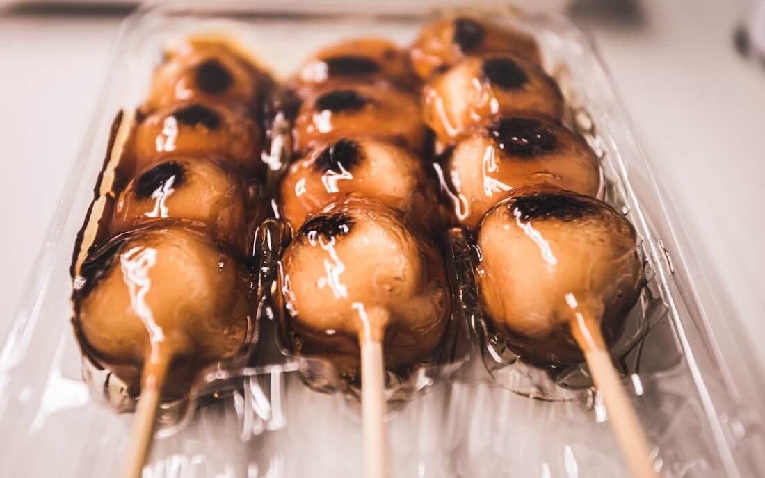 japanese sweet dango served on skewers
