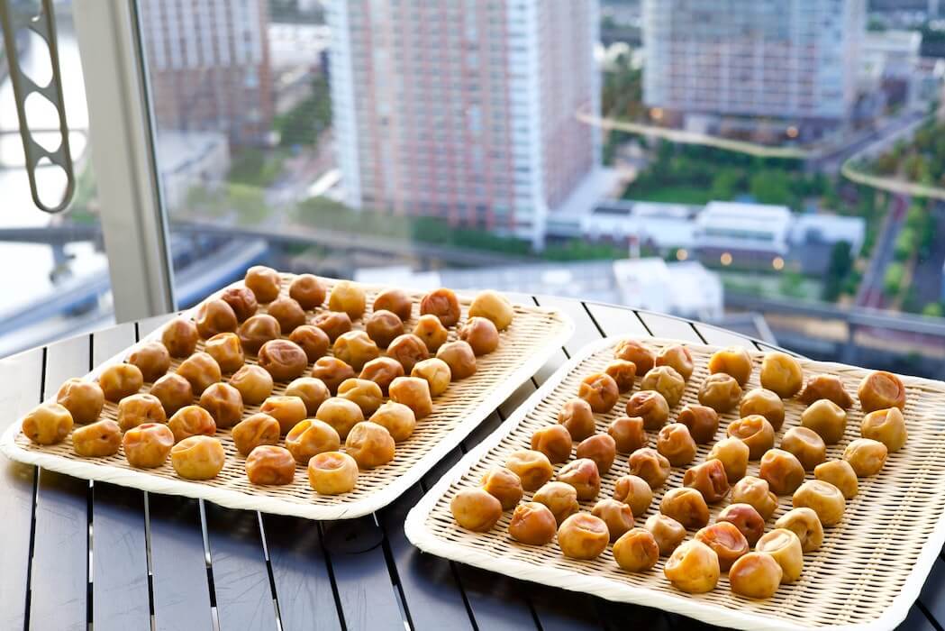 two trays of umeboshi pickled plum